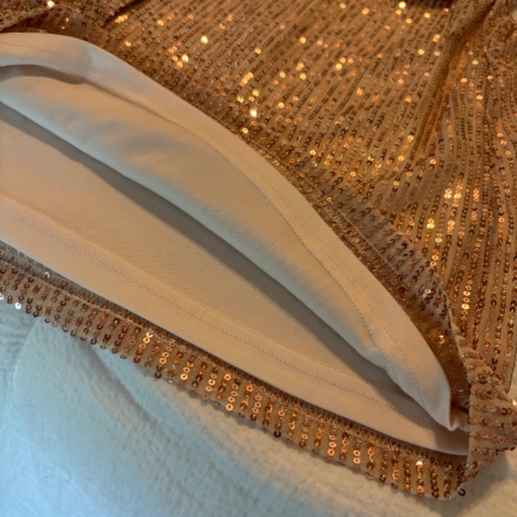 SHEIN SEQUIN PARTY COCKTAIL DRESS GOLD SIZE SMALL - Picture 6 of 6
